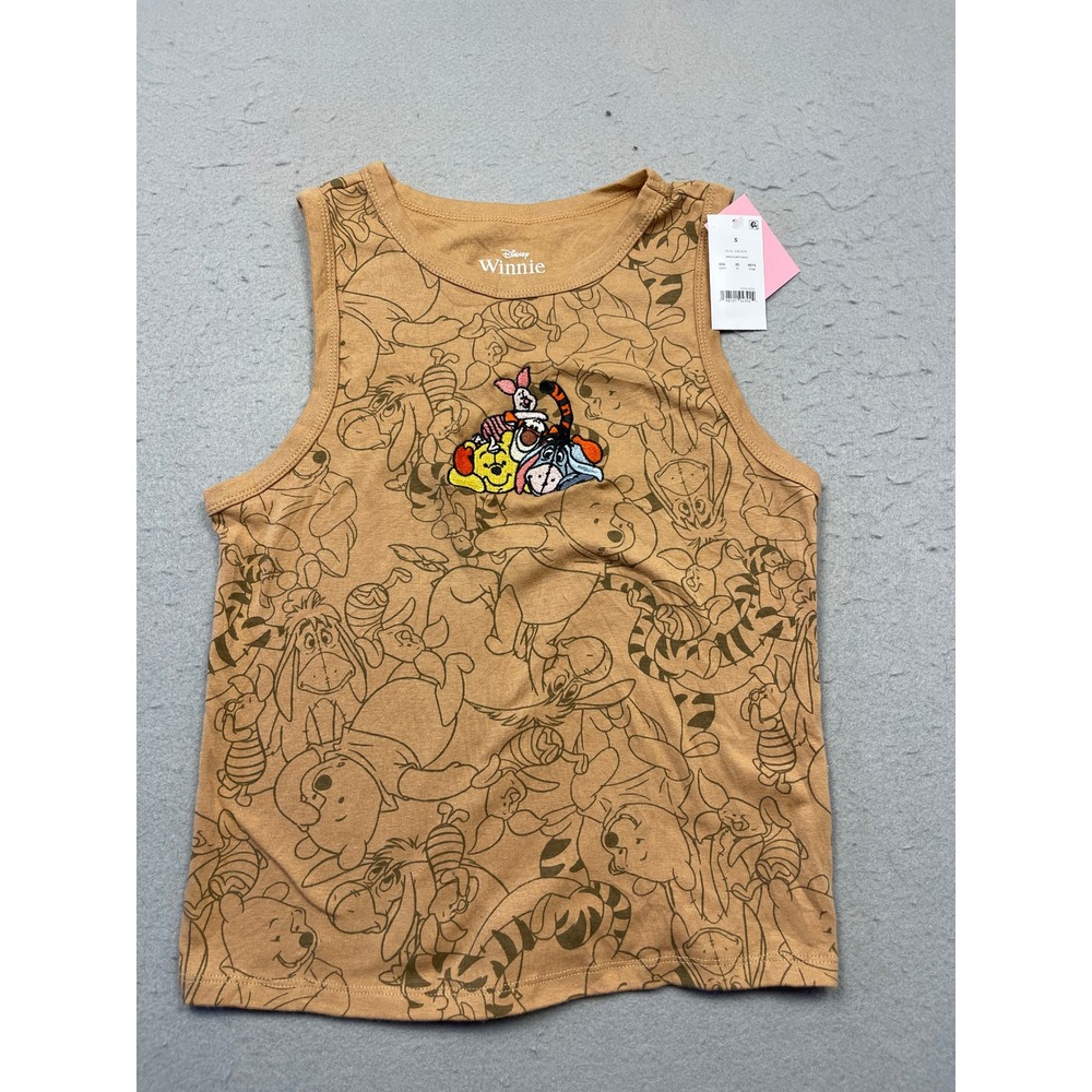Disney Winnie the Pooh Tank Top Cotton Blend Tan Small Womens